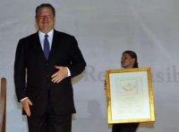 Vice-President Al Gore Cutting A Secret Freemason Recognition Handsign 