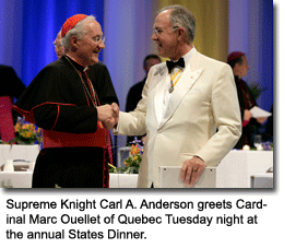 Primate of Canada The Archbishop of Quebec Marc Cardinal Oullette, Knights of Columubus Supreme Knight Anderson, Freemasons, Freemasonry, Freemason